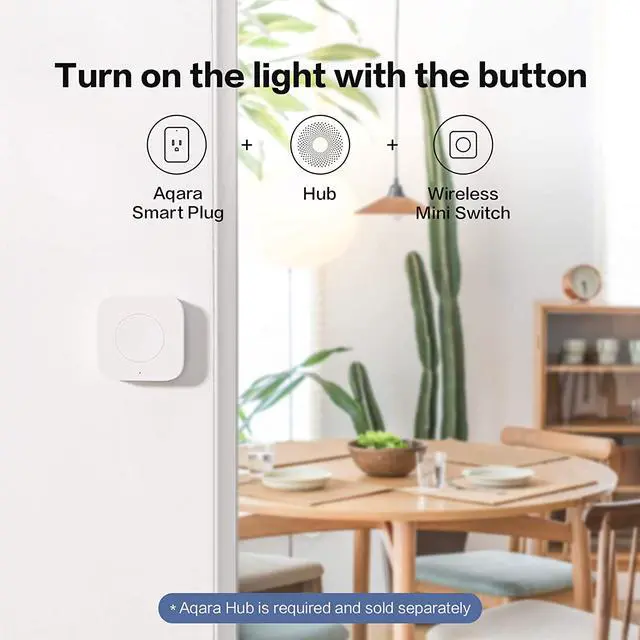 Alt view image 6 of 6 - Aqara Wireless Mini Switch, Requires AQARA HUB, Zigbee Connection, Versatile 3-Way Control Button for Smart Home Devices, Compatible with Apple HomeKit, Works with IFTTT