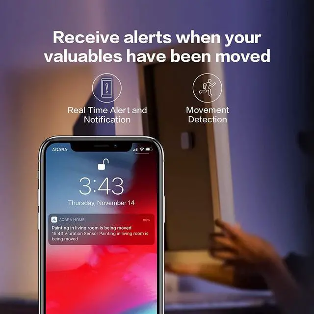 Alt view image 4 of 6 - Aqara Vibration Sensor, REQUIRES AQARA HUB, Zigbee Connection, Wireless Mini Glass Break Detector for Alarm System and Smart Home Automation, Compatible with Apple HomeKit, Works With IFTTT