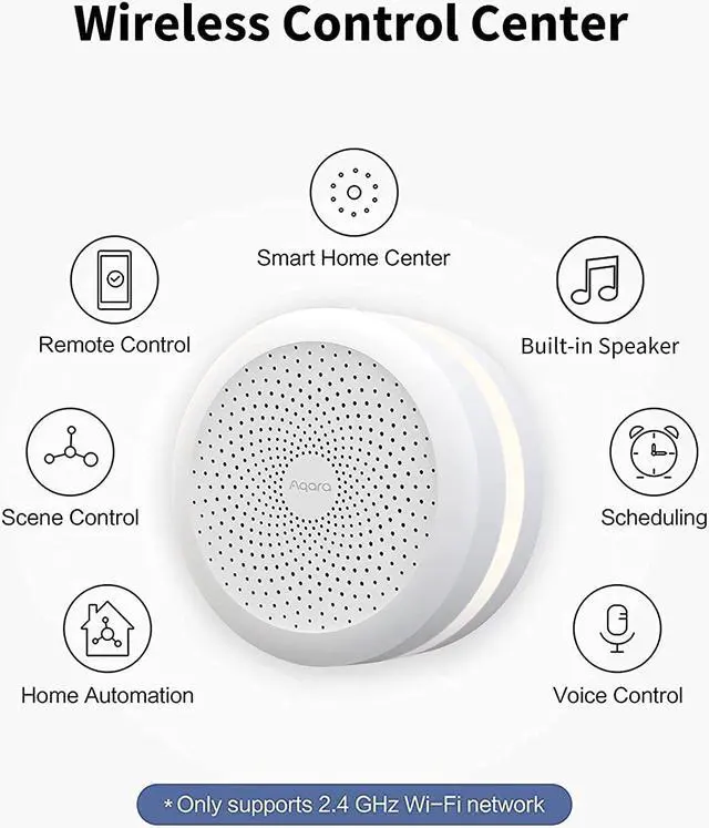 Alt view image 2 of 7 - Aqara M1S Smart Hub, Wireless Smart Home Bridge for Alarm System, Home Automation, Remote Monitor and Control, Supports Apple Siri, Alexa, Google Assistant, Apple HomeKit and IFTTT