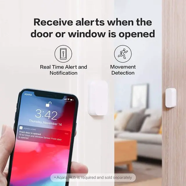 Alt view image 5 of 6 - Aqara Door and Window Sensor, REQUIRES AQARA HUB, Zigbee Connection, Wireless Mini Contact Sensor for Alarm System and Smart Home Automation, Compatible with Apple HomeKit, Alexa, Works With IFTTT