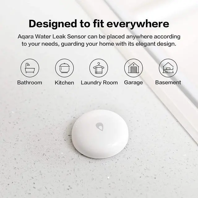 Alt view image 5 of 6 - Aqara Water Leak Sensor, REQUIRES AQARA HUB, Wireless Water Leak Detector, Wireless Mini Flood Detector for Alarm System and Smart Home Automation, For Kitchen Bathroom Basement, Works with IFTTT