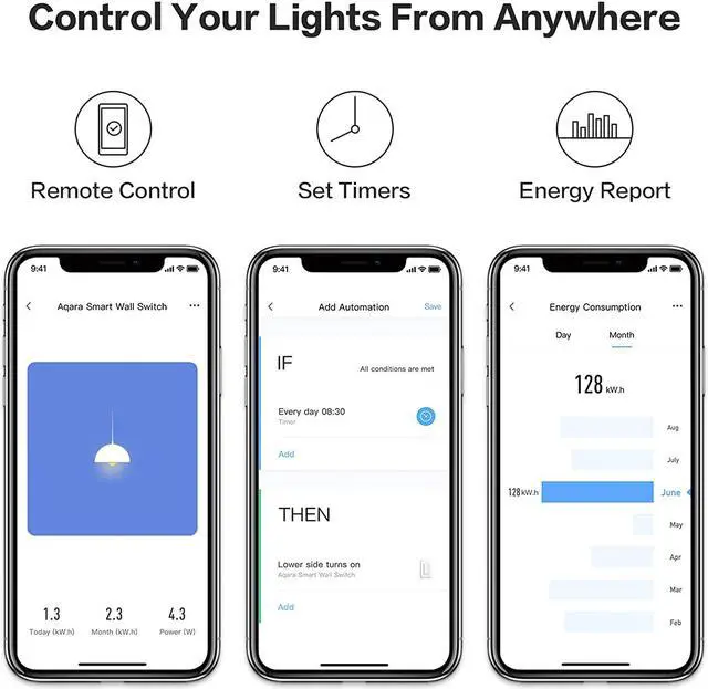 Alt view image 3 of 6 - Aqara Smart Light Switch (with Neutral, Single Rocker), Requires AQARA HUB, Zigbee Switch, Remote Control and Set Timer for Home Automation, Compatible with Alexa, Apple HomeKit, Google Assistant