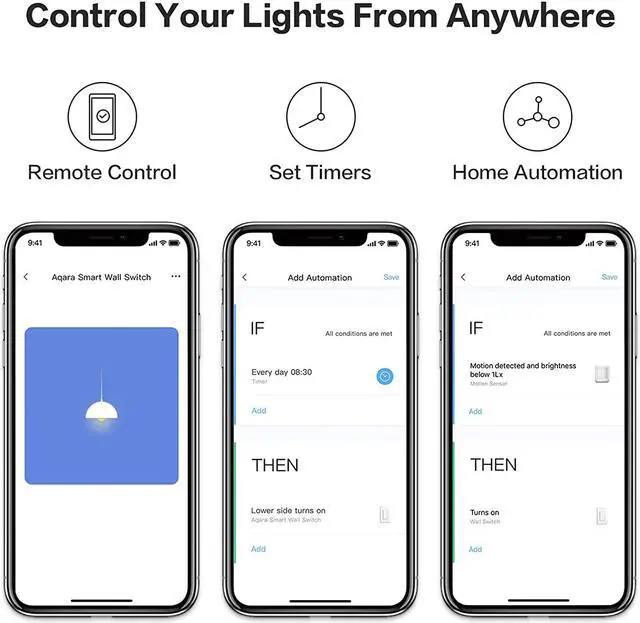 Alt view image 4 of 6 - Aqara Smart Light Switch (No Neutral, Single Rocker), Requires AQARA HUB, Zigbee Switch, Remote Control and Set Timer for Home Automation, Compatible with Alexa, Apple HomeKit, Google Assistant
