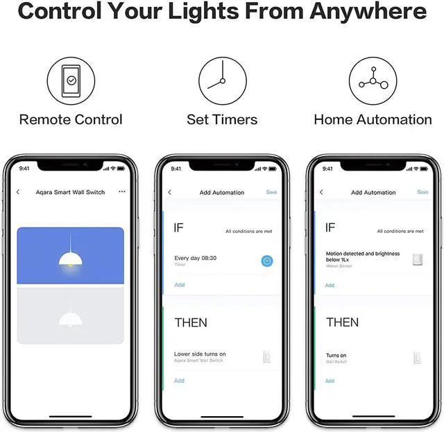 Alt view image 5 of 6 - Aqara Smart Light Switch (No Neutral, Double Rocker), Requires AQARA HUB, Zigbee Switch, Remote Control and Set Timer for Home Automation, Compatible with Alexa, Apple HomeKit, Google Assistant