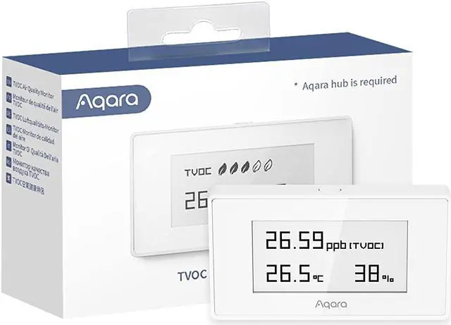 Alt view image 5 of 6 - Aqara Indoor Air Quality Monitor, Pollution Meter for TVOC, Temperature and Humidity with a High-Contrast E Ink Screen, Supports HomeKit, Google, Alexa and IFTTT for Living Room, Bedroom and Office