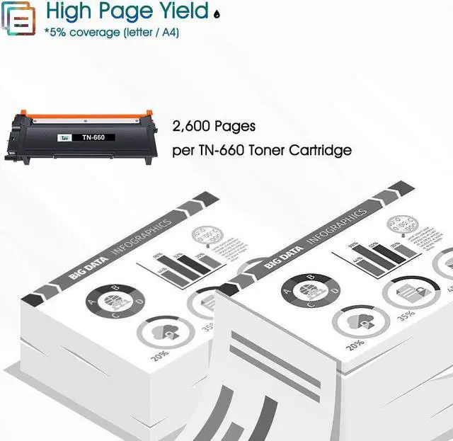 Alt view image 3 of 7 - 4PK HY TN660 Toner Cartridge For Brother TN630 MFC-L2700DW HL-L2300D DCP-L2540DW - OEM
