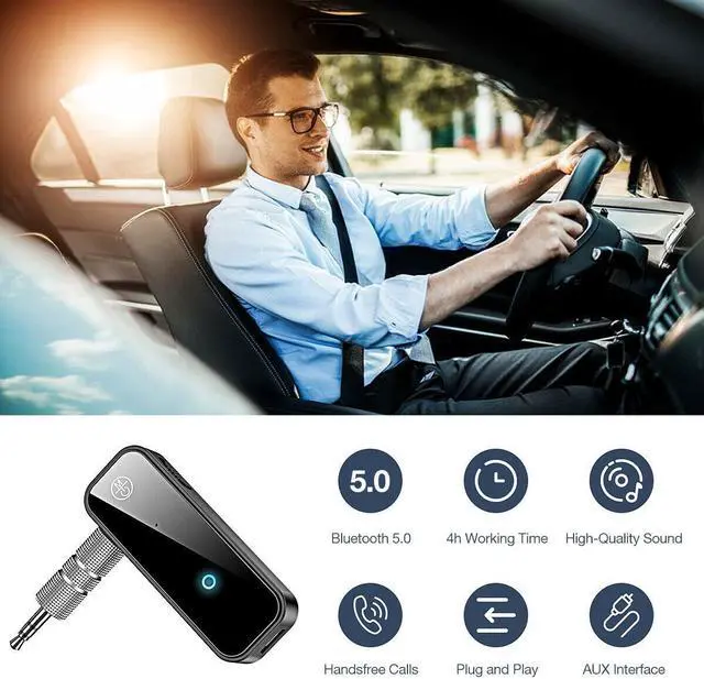 Alt view image 2 of 7 - USB Wireless Bluetooth 5.0 Transmitter Receiver 2in1 Audio Adapter 3.5mm Aux Car