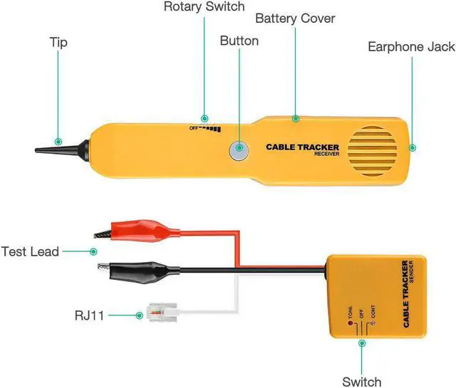 Alt view image 4 of 7 - RJ11 Wire Tone Generator Probe Tracer Network Tracker Line Finder Cable Tester