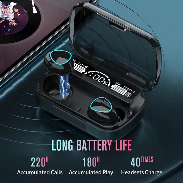 Alt view image 3 of 6 - Abelanja TWS Wireless Headphones Earphones 1200mAh Charging Box Bluetooth-compatible Stereo Waterproof Earbuds Headsets With Microphone