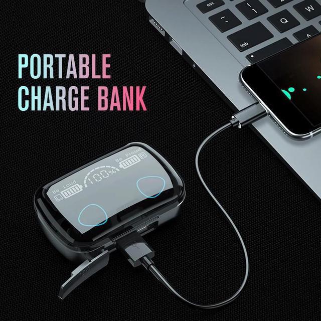 Alt view image 6 of 6 - Abelanja TWS Wireless Headphones Earphones 1200mAh Charging Box Bluetooth-compatible Stereo Waterproof Earbuds Headsets With Microphone