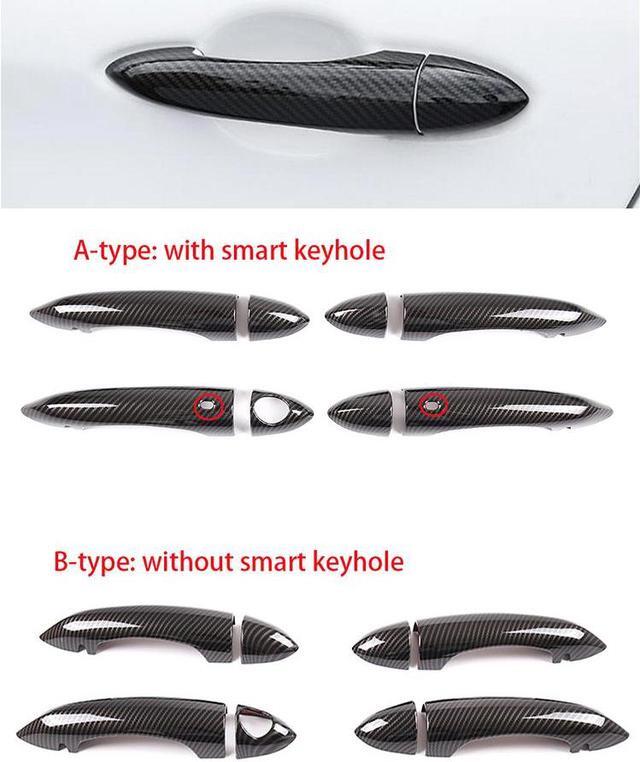 Alt view image 4 of 7 - 8pcs ABS Fit for Alfa Romeo Giulia /Stelvio 2017-2020 With smart key hole or without smart key hole Outer Side Door Handle Cover Decoration Trim Exterior Car Accessories Chrome B style