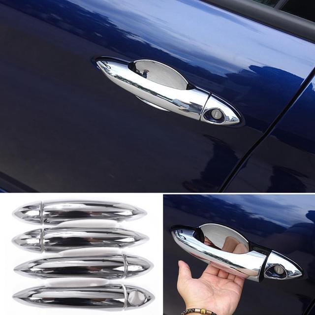 Main image of 8pcs ABS Fit for Alfa Romeo Giulia /Stelvio 2017-2020 With smart key hole or without smart key hole Outer Side Door Handle Cover Decoration Trim Exterior Car Accessories Chrome B style