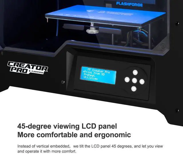 Alt view image 5 of 7 - FlashForge 3D Printer Creator Pro, Metal Frame Structure, Acrylic Covers, Optimized Build Platform, Dual Extruder W/2 Spools, Works with ABS and PLA