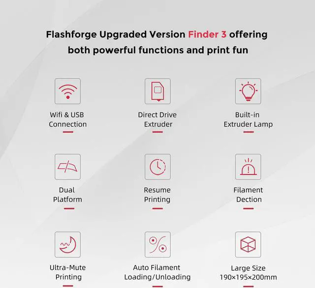 Alt view image 2 of 7 - Flashforge 3D Printer Finder 3 Glass Heating Bed with Removable PEI Surface and Magnetic Platform, Fully Assembled, Large FDM 3D Printers with 7.5" x 7.7" x 7.9" Printing Size