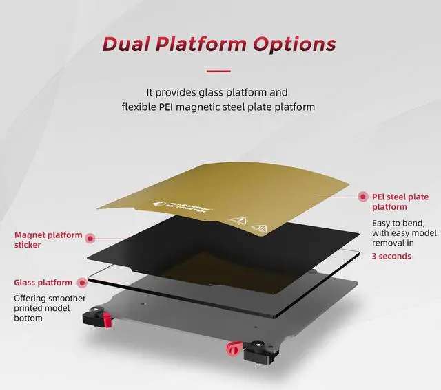 Alt view image 4 of 7 - Flashforge 3D Printer Finder 3 Glass Heating Bed with Removable PEI Surface and Magnetic Platform, Fully Assembled, Large FDM 3D Printers with 7.5" x 7.7" x 7.9" Printing Size