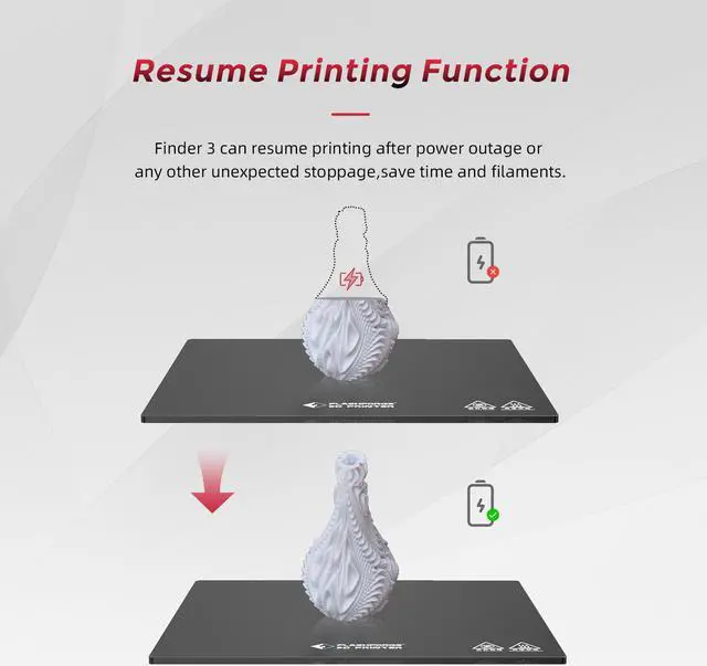 Alt view image 5 of 7 - Flashforge 3D Printer Finder 3 Glass Heating Bed with Removable PEI Surface and Magnetic Platform, Fully Assembled, Large FDM 3D Printers with 7.5" x 7.7" x 7.9" Printing Size