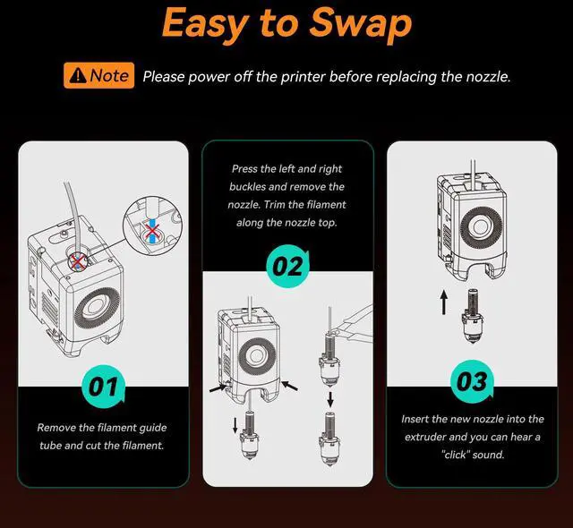 Alt view image 3 of 4 - FLASHFORGE Nozzle Assembly for Adventurer 5M Series 3D Printer, 280C High Speed and Quick-release Nozzle, 0.4mm