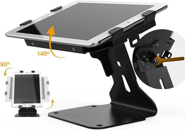Alt view image 4 of 7 - Beelta Swivel iPad Stand for 10.2 iPad 5 6 7 8 9 iPad Mini Air iPad Pro 9.7/ 12.9/ 10.5, Adjustable Tablets Length (6.69-10 inch), Key Lock, Black, BSC401B
