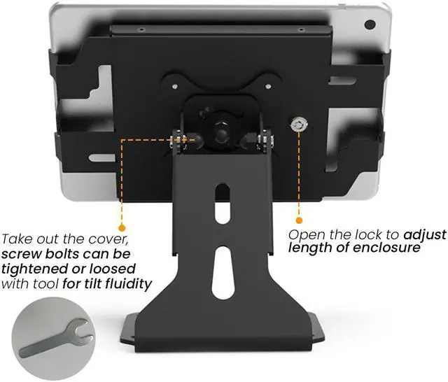 Alt view image 6 of 7 - Beelta Swivel iPad Stand for 10.2 iPad 5 6 7 8 9 iPad Mini Air iPad Pro 9.7/ 12.9/ 10.5, Adjustable Tablets Length (6.69-10 inch), Key Lock, Black, BSC401B