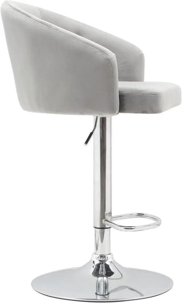 Alt view image 2 of 7 - FAMOYI Offical Bar Stool Height Adjustable Swivel Bar Velvet Material High Stool With Backrest For Indoor Outdoor, Kitchen, Bar Gray