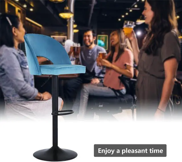 Alt view image 6 of 7 - FAMOYI Offical Adjustable Swivel Bar Stool with Backrest, Counter Height Bar Stool, Modern Velvet Material Bar Stool Chair, Pink Blue