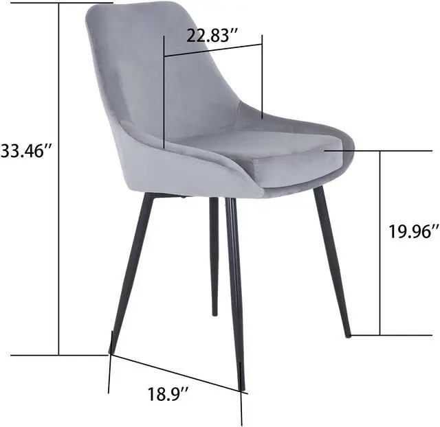 Alt view image 7 of 7 - FAMOYI Offical Kitchen Modern Upholstered Dining Chair Set of 2, Metal Legs with Backrest for Living Room Dining Room Bedroom Gray