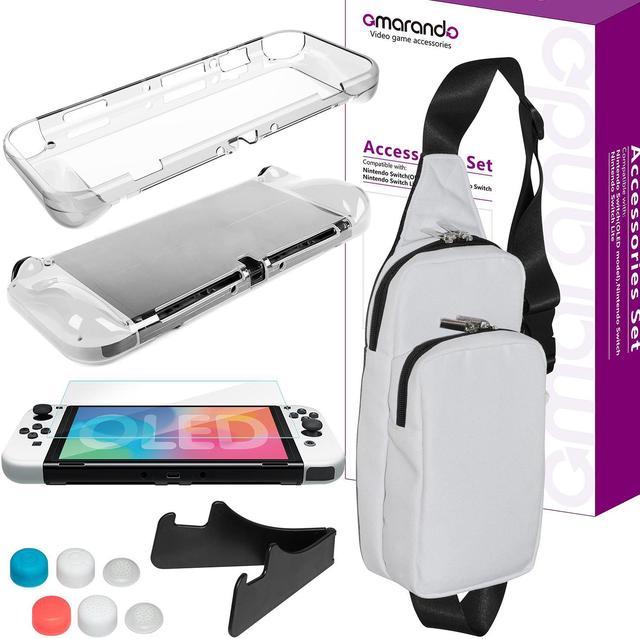 Accessories Bundle Compatible with Switch OLED, Carrying Case with Shoulder  Strap for Switch OLED and Tempered Glass Screen Protector, Protective