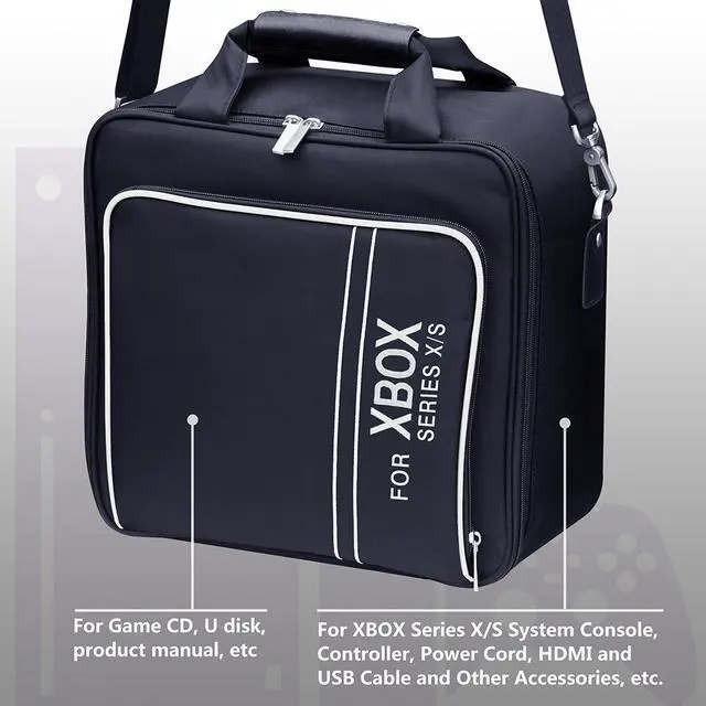 Alt view image 6 of 6 - omarando Carrying Case for Xbox Travel Bag,Compatible with XBOX SERIES X/S, Accessory Storage for Xbox Controllers Xbox Games and Gaming Accessories,with game Controller Protection Box  Black/White