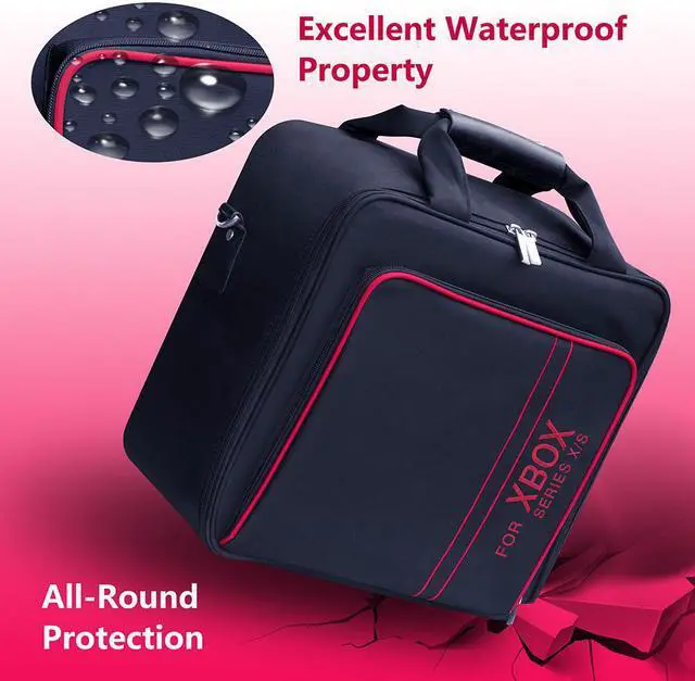 Alt view image 3 of 6 - omarando Carrying Case for Xbox Travel Bag,Compatible with XBOX SERIES X/S, Accessory Storage for Xbox Controllers Xbox Games and Gaming Accessories,with game Controller Protection Box Black-Red