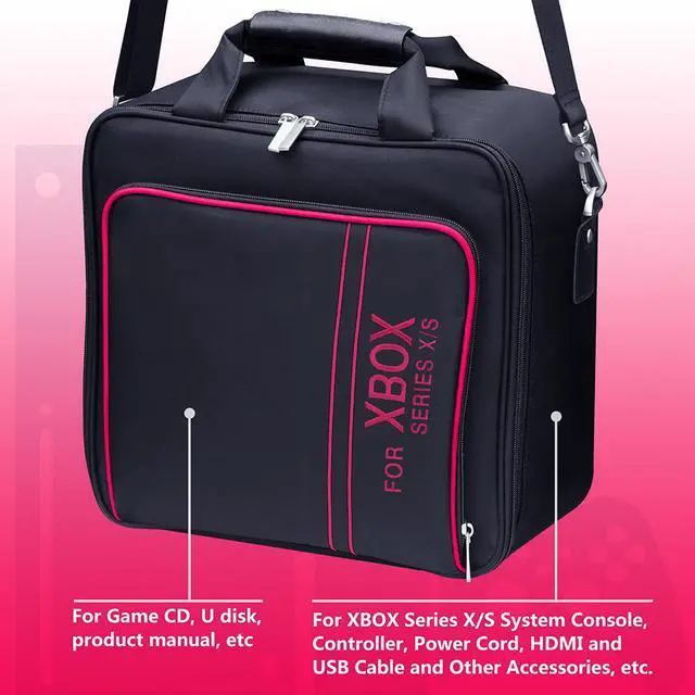 Alt view image 6 of 6 - omarando Carrying Case for Xbox Travel Bag,Compatible with XBOX SERIES X/S, Accessory Storage for Xbox Controllers Xbox Games and Gaming Accessories,with game Controller Protection Box Black-Red