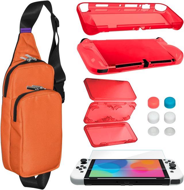 Accessories Bundle Compatible with Switch OLED, Carrying Case with Shoulder  Strap for Switch OLED and Tempered Glass Screen Protector, Protective