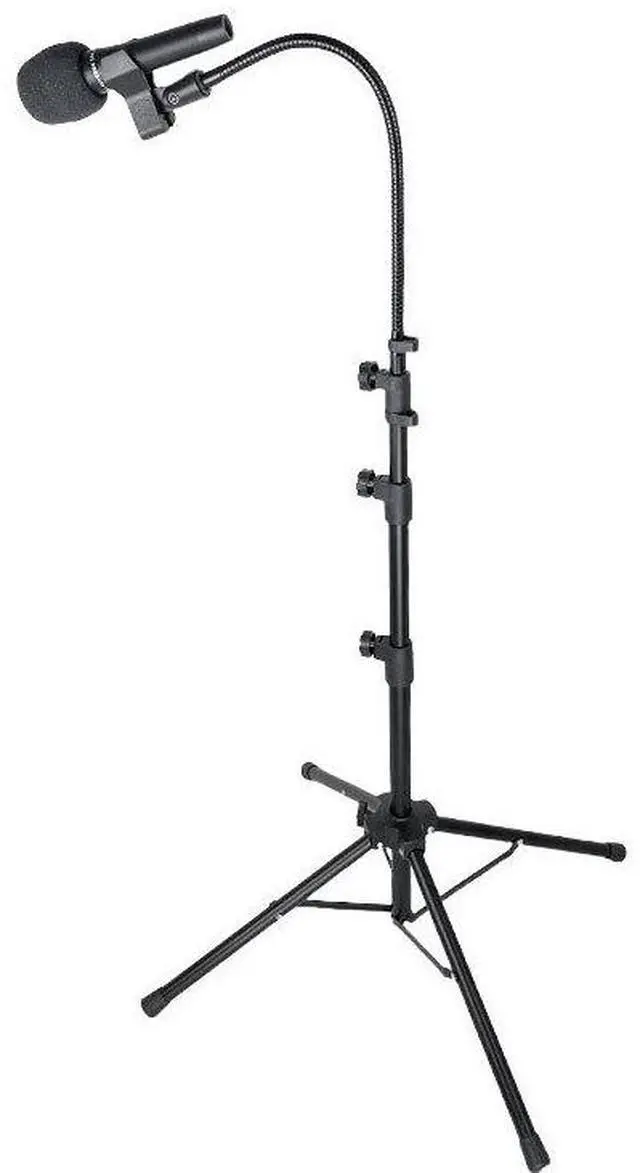 Alt view image 2 of 7 - Four legged Floor Microphone Stand. from 24" to 67"Extendable Height with Adjustable Angle. Comes with a storage bag for easy carrying and 2 Mic Clips.for Singing Performance and Podcast