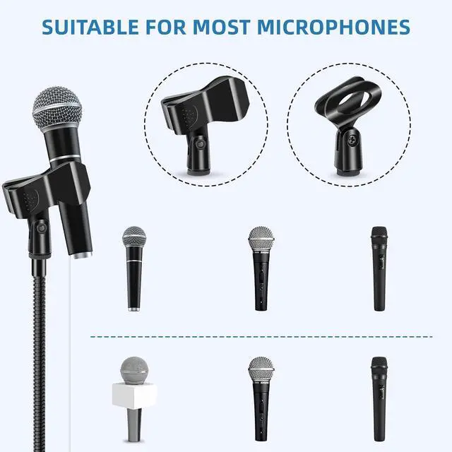 Alt view image 7 of 7 - Four legged Floor Microphone Stand. from 24" to 67"Extendable Height with Adjustable Angle. Comes with a storage bag for easy carrying and 2 Mic Clips.for Singing Performance and Podcast