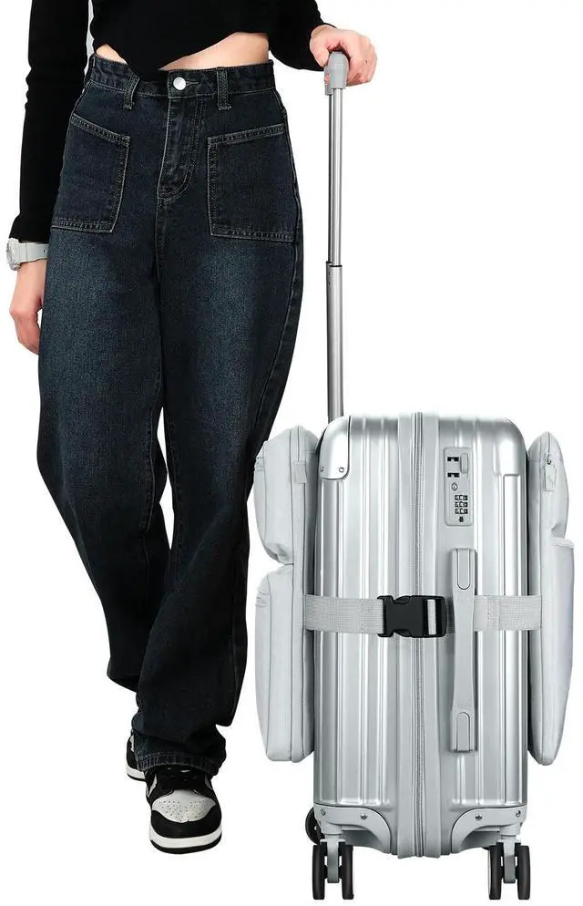 Alt view image 3 of 7 - Travel luggage portable storage bag,External Suitcase Organizer luggage bag, with Storage Pockets and Laptop Pockets,Slide On Adjustable Bag for Travel