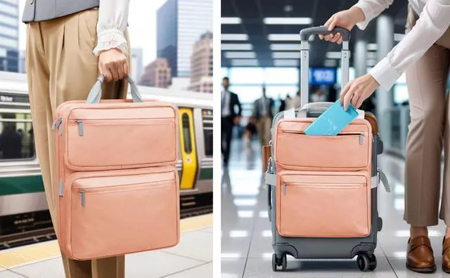 Alt view image 5 of 7 - Travel luggage portable storage bag,External Suitcase Organizer luggage bag, with Storage Pockets and Laptop Pockets,Slide On Adjustable Bag for Travel