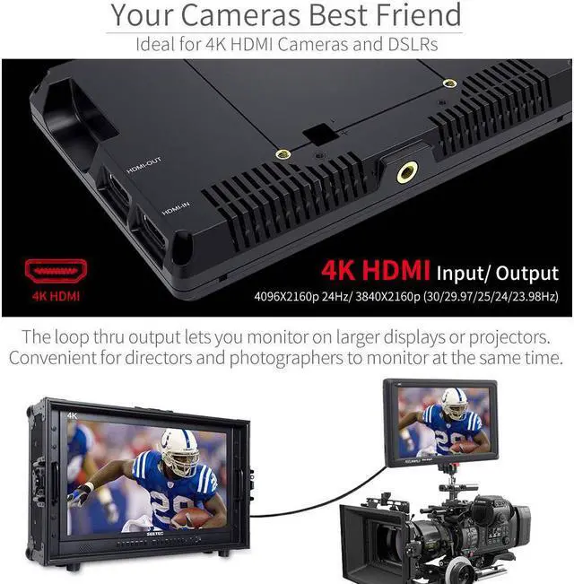 Alt view image 4 of 7 - FEELWORLD FW279 7 Inch 2200nit Ultra Bright DSLR Camera Field Monitor High Brightness Sunlight Viewable Full HD 1920x1200 4K HDMI Input Output