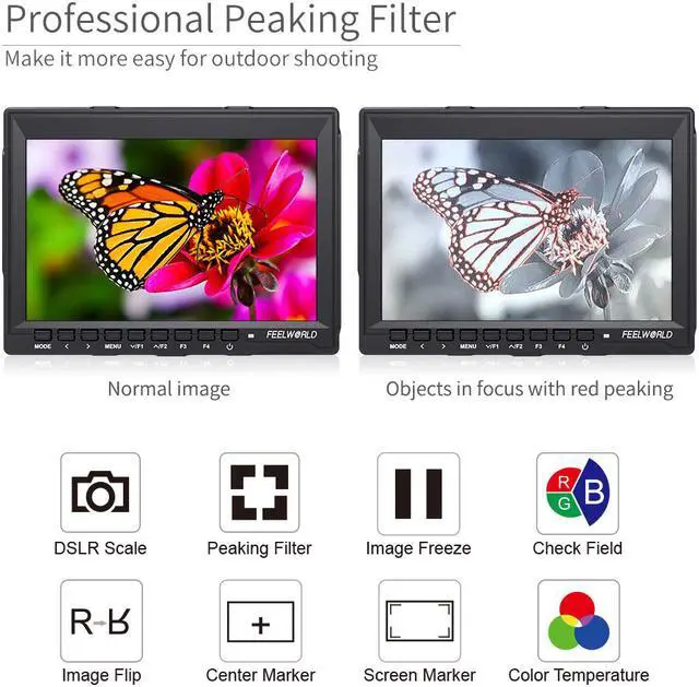 Alt view image 5 of 13 - FEELWORLD FW759 7 Inch DSLR Camera Field Monitor HD Video Assist Slim IPS 1280x800 4K HDMI 1080p with Sunshade