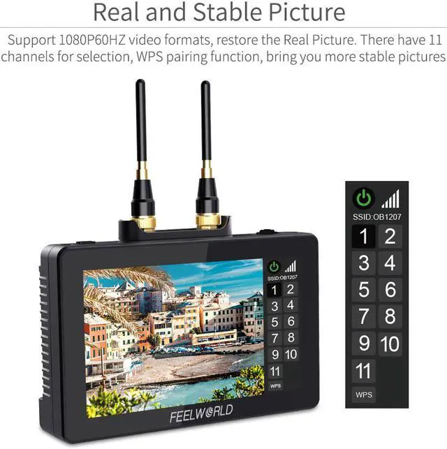 Alt view image 3 of 7 - FEELWORLD FT6 FR6 5.5 Inch Wireless Video Transmission DSLR Camera Field Monitor Built in Transmitter and Receiver System Long Range 800ft Low Latency 0.07s Touch 3D LUT HDR 4K HDMI Director AC DP