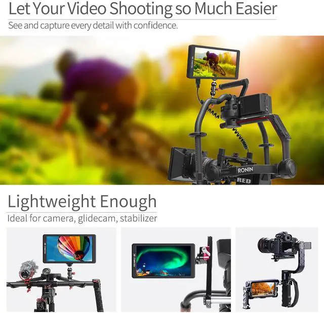 Alt view image 7 of 7 - FEELWORLD F570 5.7 inch DSLR On Camera Field Monitor Small HD Focus Video Assist IPS Full HD 1920x1080 Support 4K HDMI Input Output Rugged Aluminum Housing