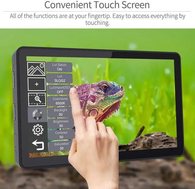 Alt view image 4 of 14 - FEELWORLD F6 PLUS V2 6 inch DSLR Camera Field Touch Screen Monitor HDR 3D LUT Small Full HD 1920x1080 IPS 4K HDMI Input Output 8.4V DC Output Include Tilt Arm