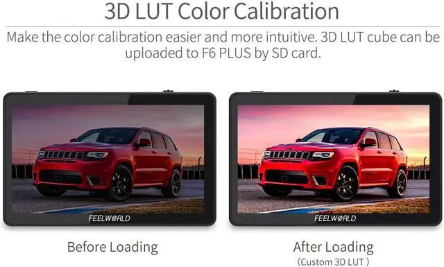 Alt view image 3 of 14 - FEELWORLD F6 PLUS V2 6 inch DSLR Camera Field Touch Screen Monitor HDR 3D LUT Small Full HD 1920x1080 IPS 4K HDMI Input Output 8.4V DC Output Include Tilt Arm