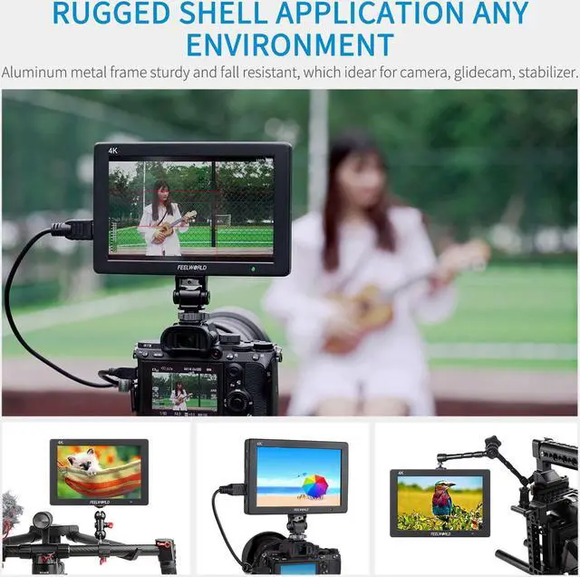 Alt view image 6 of 7 - FEELWORLD T7 Plus 7 Inch 3D LUT DSLR Camera Field Monitor Waveform Histogram Peaking Focus False Colors 4K HDMI Input Output Full HD 1920x1200 Solid Aluminum Housing