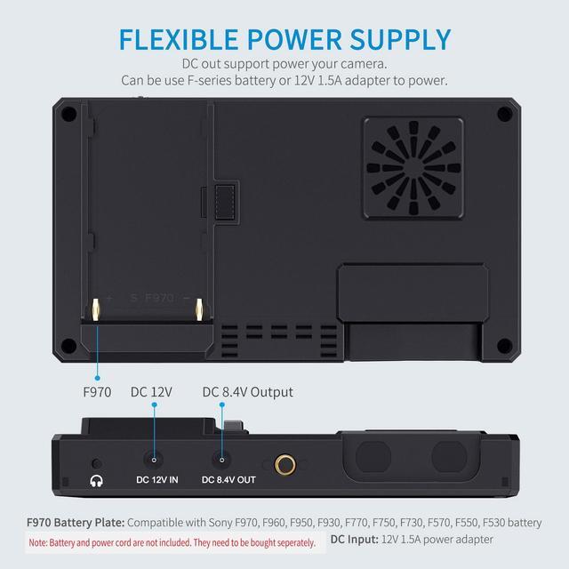 Alt view image 7 of 7 - FEELWORLD CUT6 6 Inch Recording Monitor Field Camera DSLR USB2.0 Recorder, 1920x1080 Touch Screen Waveform HDR HDMI Loop Out LUT 4K HDMI Input