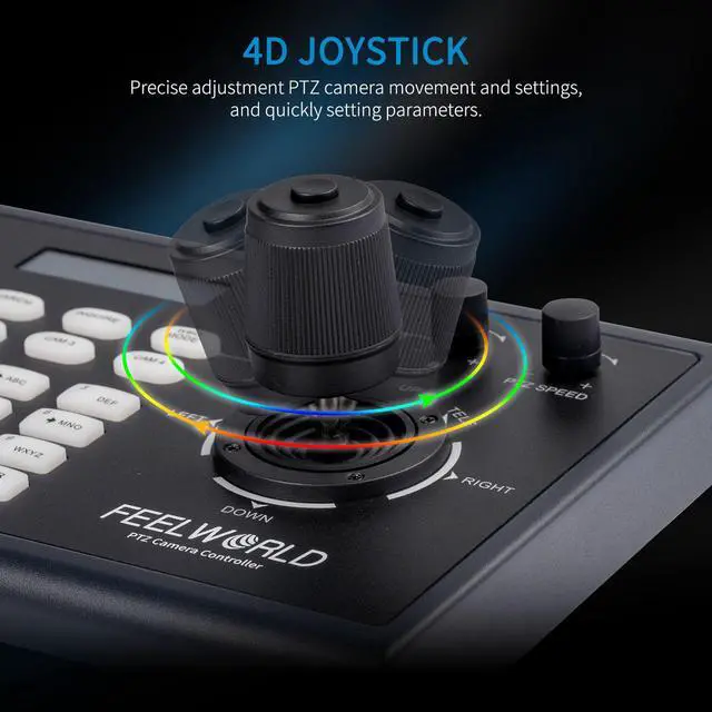 Alt view image 2 of 7 - FEELWORLD KBC10 PTZ Camera Controller with Joystick and Keyboard Control LCD Screen PoE Supported for Live Streaming Church Conference