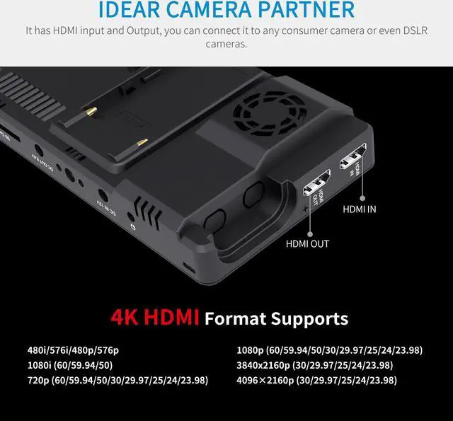 Alt view image 5 of 7 - FEELWORLD LUT6E 6 Inch 1600nit Hight Bright Touchscreen DSLR Camera Field Monitor with 3D Lut Waveform Vectorscope Automatic Light Sensor HD 1920x1200 4K HDMI Input