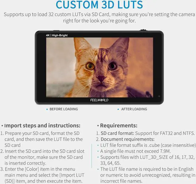 Alt view image 3 of 7 - FEELWORLD LUT6E 6 Inch 1600nit Hight Bright Touchscreen DSLR Camera Field Monitor with 3D Lut Waveform Vectorscope Automatic Light Sensor HD 1920x1200 4K HDMI Input