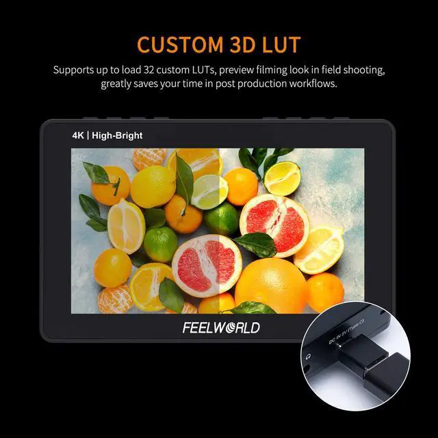 Alt view image 5 of 7 - FEELWORLD F5 PROX 5.5 inch 1600nit Hight Bright DSLR Camera Field Monitor Touchscreen Waveform 3D LUT F970 External Kit Install for Power Wireless Transmission 1920x1080 4K HDMI in Out Type-c Input