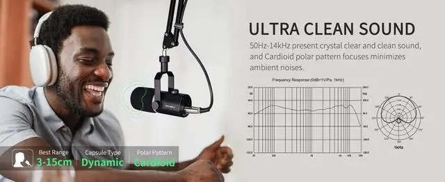 Alt view image 5 of 6 - FEELWORLD Dynamic Microphone XRL/USB Gaming mic with RBG Cardioid for pc Recording Vocal Broadcast Podcast Streaming PM1-XS