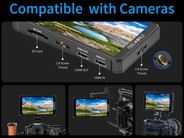 Alt view image 2 of 7 - FEELWORLD PS6 5.5 Inch OLED Vertical Horizontal Camera Field Video Monitor Touch Screen 4K HDMI