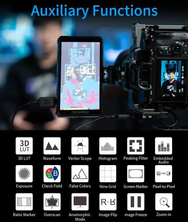 Alt view image 5 of 7 - FEELWORLD PS6 5.5 Inch OLED Vertical Horizontal Camera Field Video Monitor Touch Screen 4K HDMI
